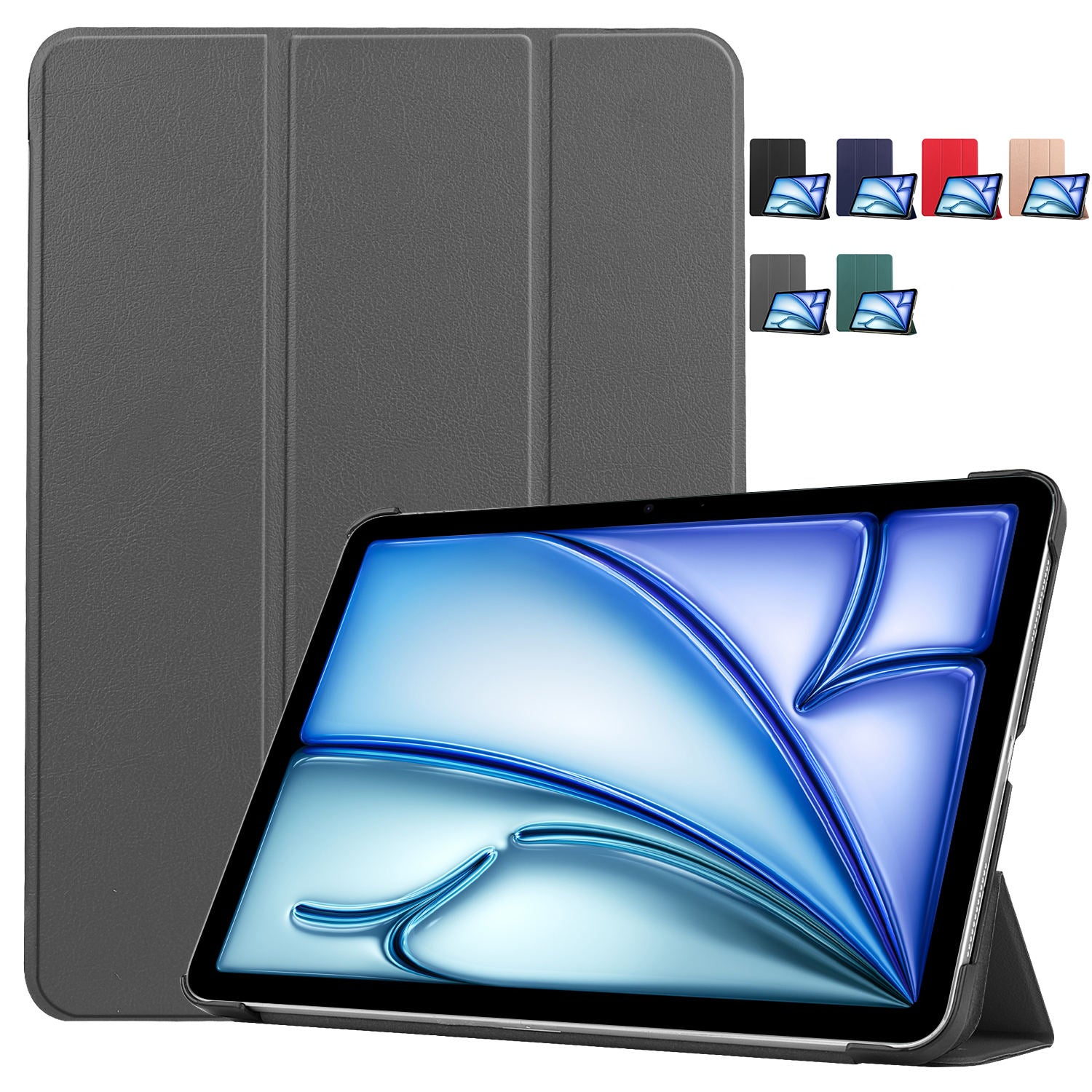 Smart Tri-Fold Folio Tablet Case PU Leather Flip Stand Protective Cover