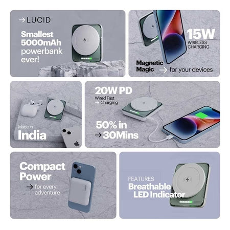 Stuffcool Lucid 5000 mAh MagSafe Power Bank, White